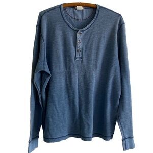 LUCKY Brand True Indigo long Sleeve Pullover 1/4 Button Blue Men’s XXL